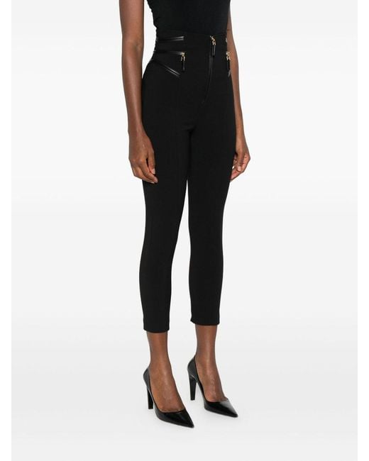 Elisabetta Franchi Black Crepe Trousers With Zip Details