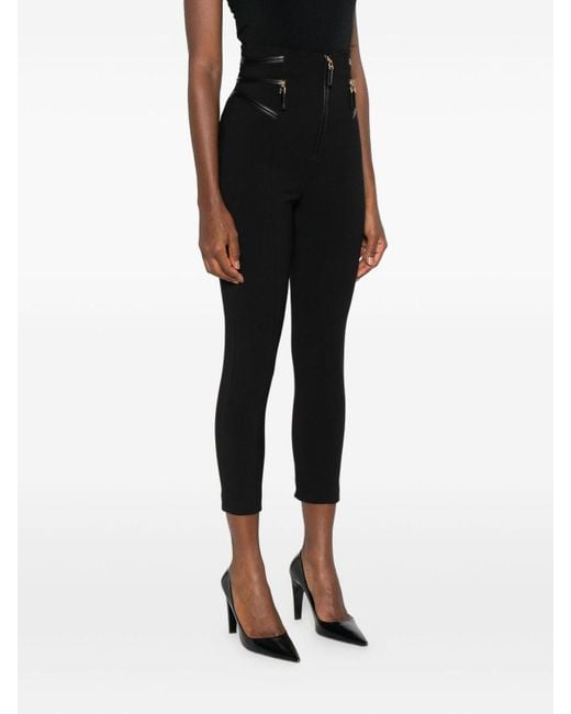 Elisabetta Franchi Black Crepe Trousers With Zip Details