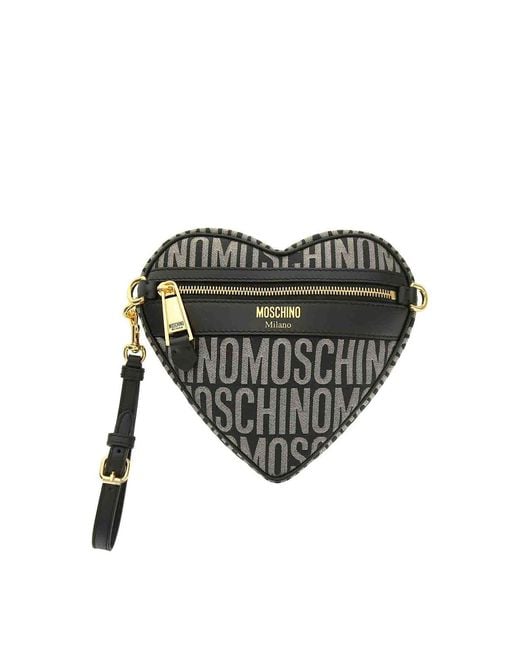 Moschino Gray Lurex Logo Cuore