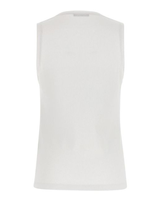 Balmain White Logo Embroidery Tank Top