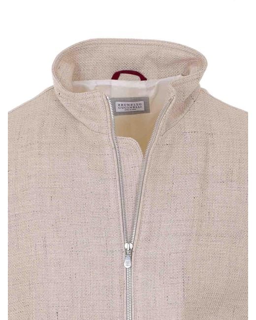 Brunello Cucinelli Pink Jacket With Frontal Zip Closure for men