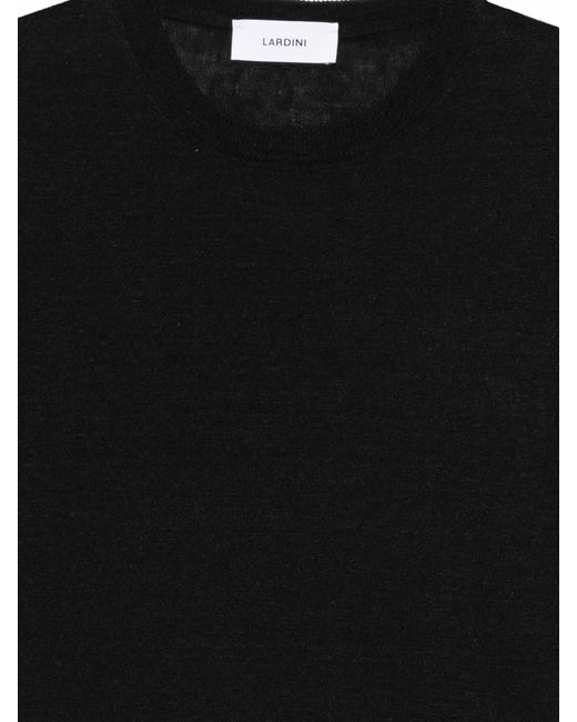 Lardini Black Cotton And Linen Crew Neck T-Shirt for men