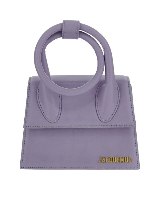 Jacquemus Purple Handbag In Lilac Smooth With Coiled Handstrap