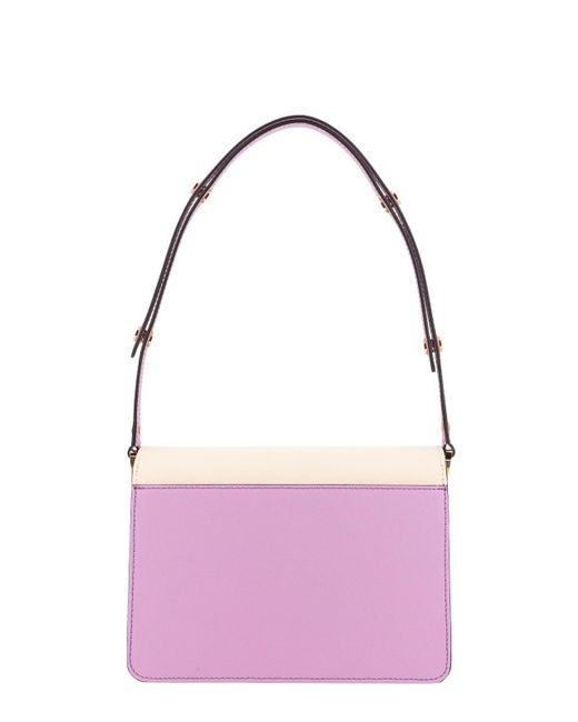 Marni Pink Leather Shoulder Bag With Bellows Detail