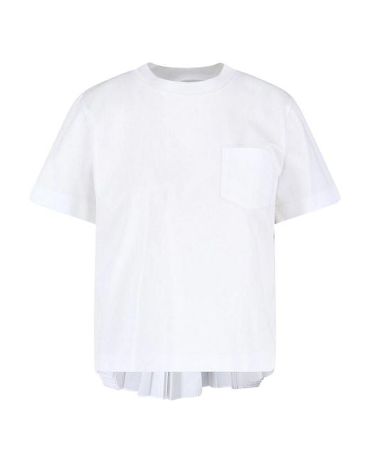 Sacai White Pleated T-Shirt