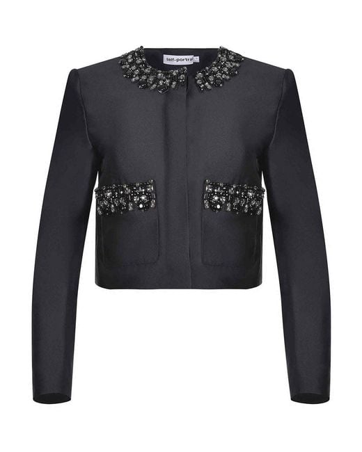 Self-Portrait Black Jacket Made Of Satin