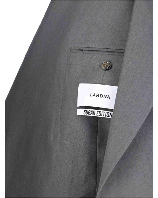 Lardini Gray Double-Breasted Linen Suit for men