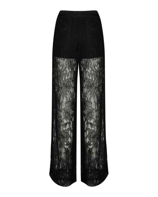 Pinko Black Cluedo Satin And Lace Trousers