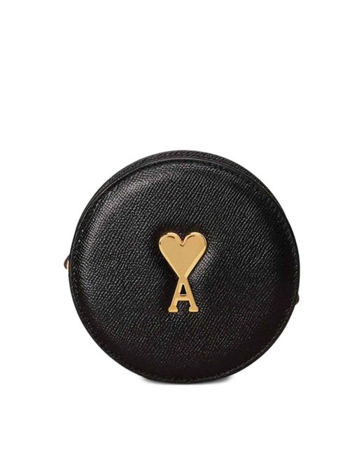 AMI Black Round Paris Paris Leather Crossbody Bag