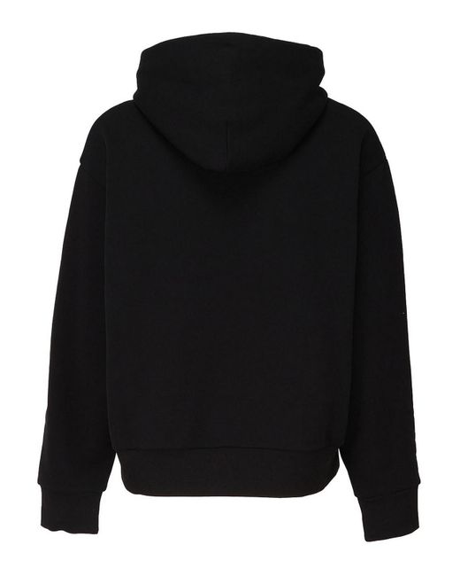 Moncler Black Logoed Hooded And Zippered Sweatshirt for men