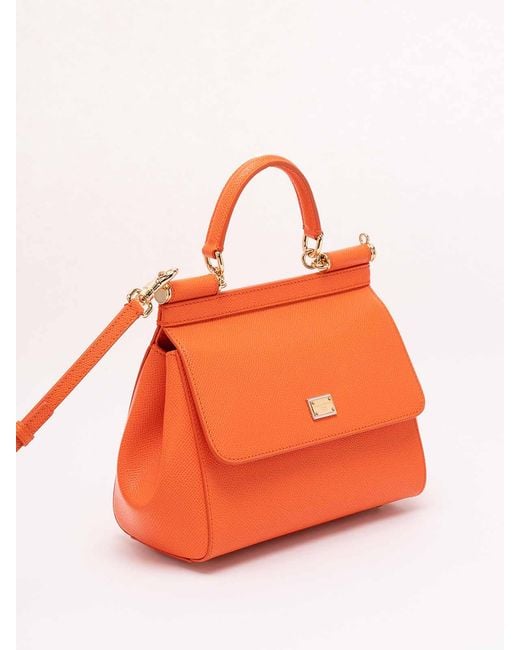 Dolce & Gabbana Orange Small 'Sicily' Handbag