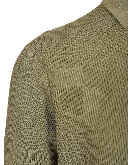 Mauro Ottaviani Green Ribbed Polo Shirt for men