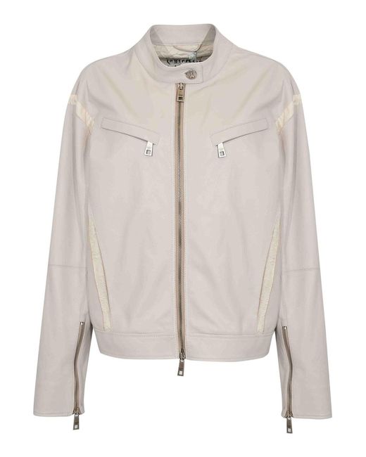 Patrizia Pepe White The Racing Skin Biker Leather Jacket