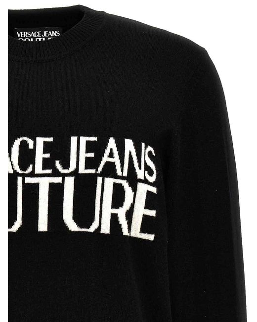 Versace Black Sweater Intarsia Logo for men