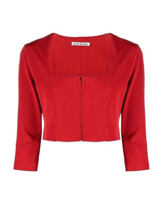 Acne Red Cropped Blouse