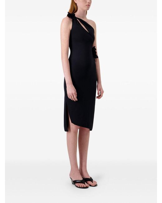 Coperni Blue Asymmetric Flower Midi Dress