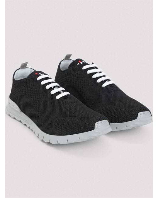 Kiton Black Lightweight Knit Sneakers for men