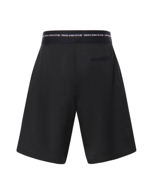 Versace Jeans Couture Black Bermuda Shorts With Logo for men