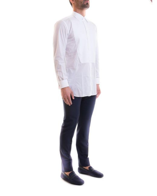Brioni White Smoking Shirt for men