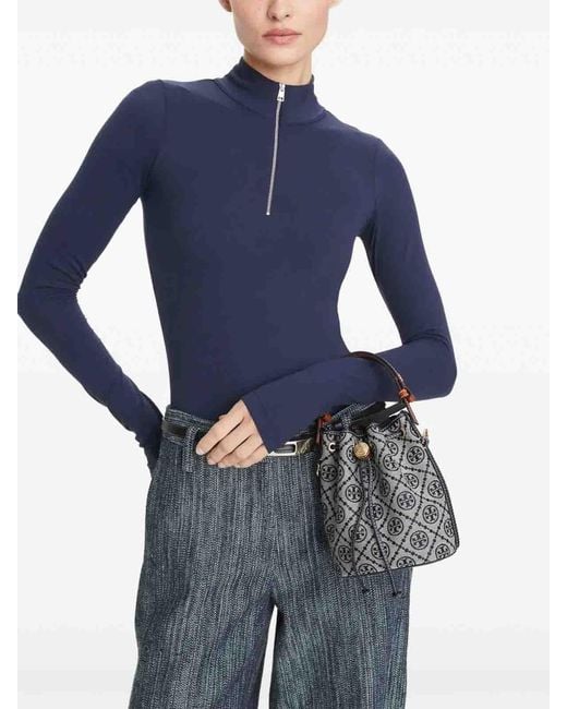 Tory Burch Black T Monogram Mini Bucket Bag