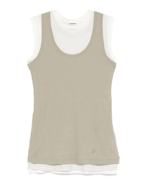 Jil Sander Natural Pack 3 Natu Khaki Tank T-Shirt