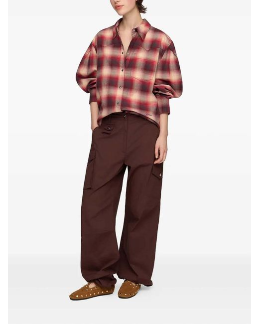 Ganni Red Flannel Check Shirt