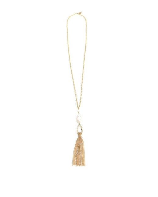 Forte_forte White Necklace With Tassel Detail