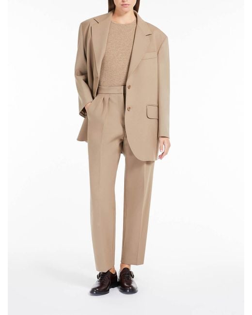 Max Mara Natural Verbano Slim-Fit Stretch-Wool Trousers