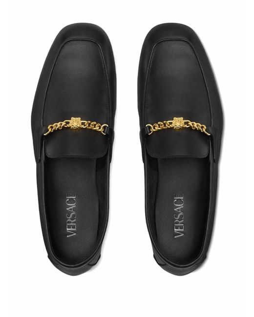 Versace Black Medusa Leather Loafers for men