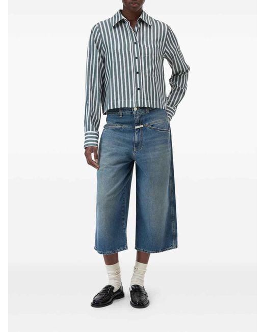 Closed Blue Cropped Shirt