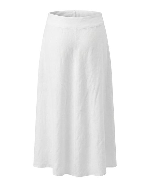120% Lino White Long Skirt