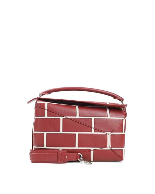 Loewe Red Puzzle Edge Large Brick Bag