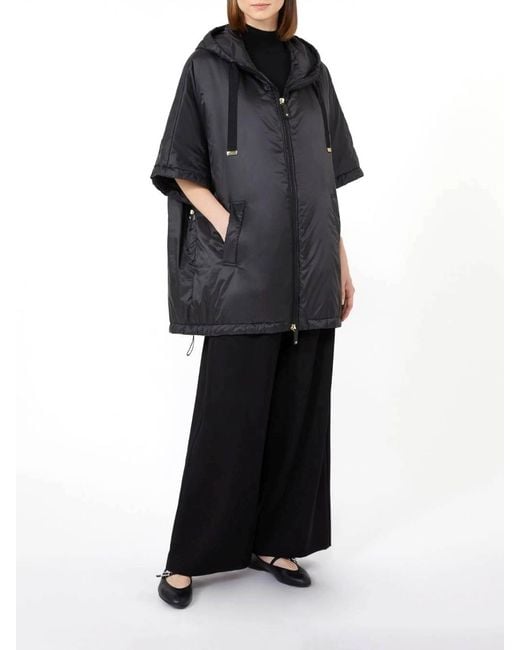 Max Mara Black Padded Hooded Cape