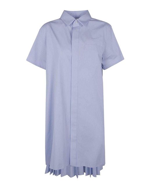 Sacai Blue Cotton Poplin Dress