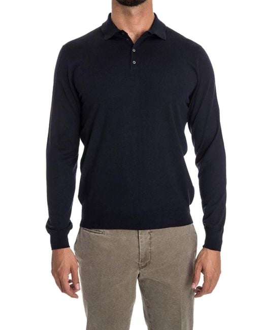 Drumohr Blue Wool Polo Shirt for men