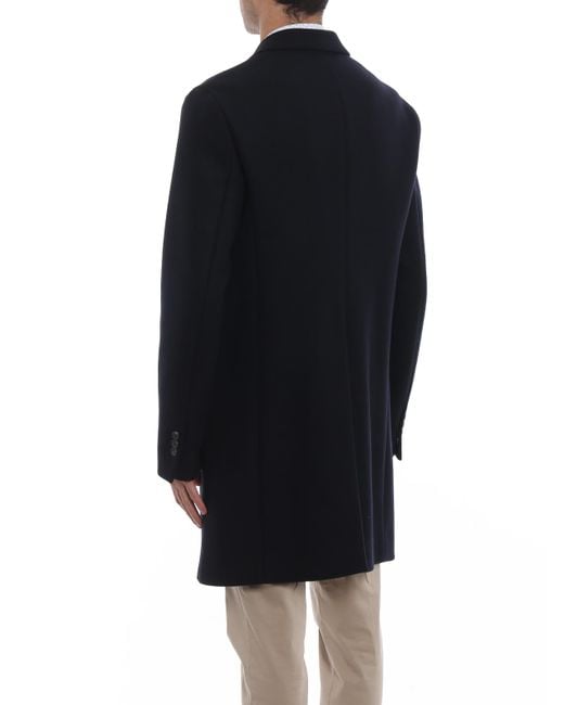 DSquared² Blue Techno Wool Single-Breasted Coat for men