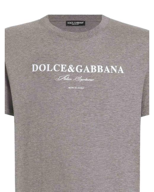 Dolce & Gabbana Gray Logo Cotton T-Shirt for men