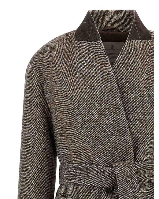 Brunello Cucinelli Gray Single-Breasted Coat