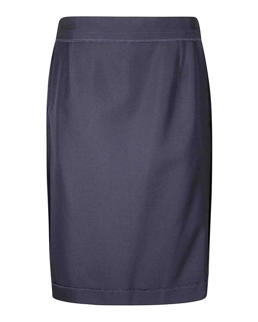 Maison Margiela Women's Blue Layered Midi Skirt With Rear Zipper