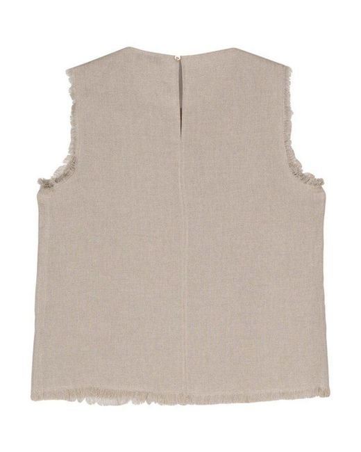Antonelli Natural Adrien Sleeveless Top With Fringes