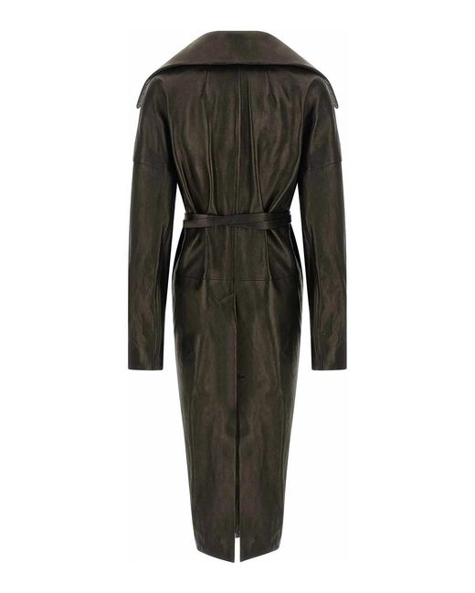 Rick Owens Black Dracucollar Belted Coat