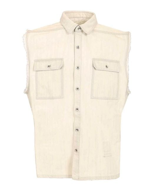 Rick Owens Natural Jumbo Tommy Sleeveless Shirt for men
