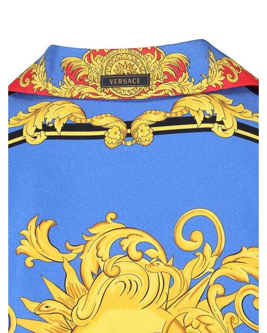 Versace Blue Silk Twill Shirt