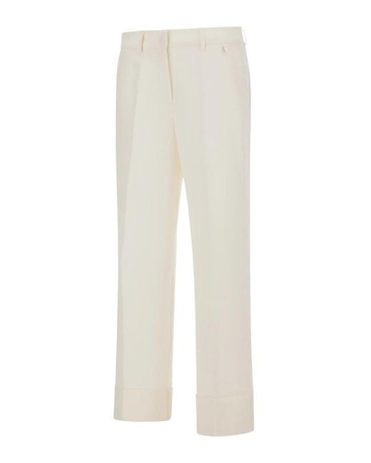 Herno White Lightweight Linen Cigarette Trousers