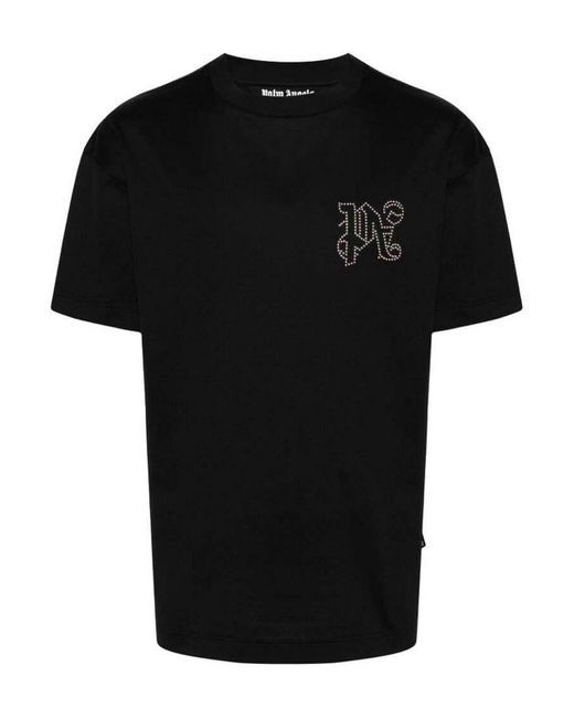 Palm Angels Black Studded Logo T-shirt for men