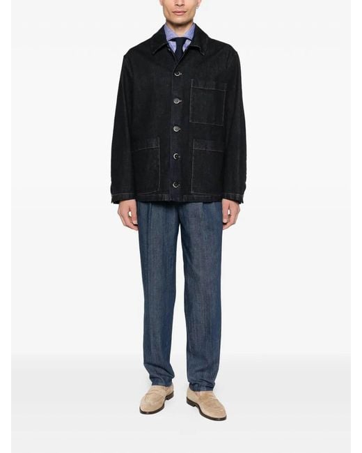 Brunello Cucinelli Purple Linen Shirt for men