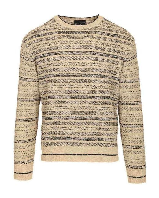 Emporio Armani Multicolor Triped Crewneck Cotton-Blend Jumper for men