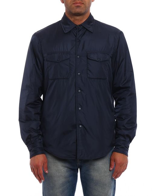 Aspesi Blue Padded Lightly Padded Nylon Shirt Jacket for men