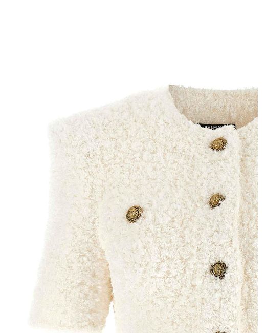 Balmain Natural Cardigan Tweed Plumetis