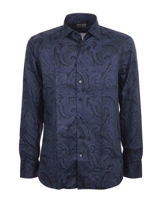 Etro Blue Cotton Shirt for men